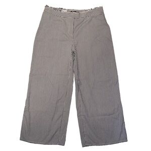 WEBER Women’s Italy Cotton Raw Edge Hem Wide Leg Cropped Striped Size 14 EU 44